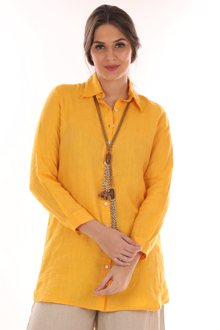 Linen Full Sleeves Long Shirt for Women – Linencut